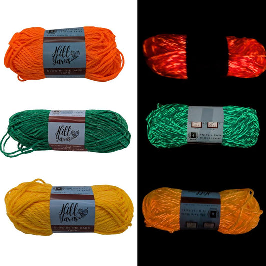 Glow in the Dark Yarn Fall Harvest Collection | One Skein 55m | Glow in the Dark Yarn for Crochet | Glow in the Dark Yarn for Knitting
