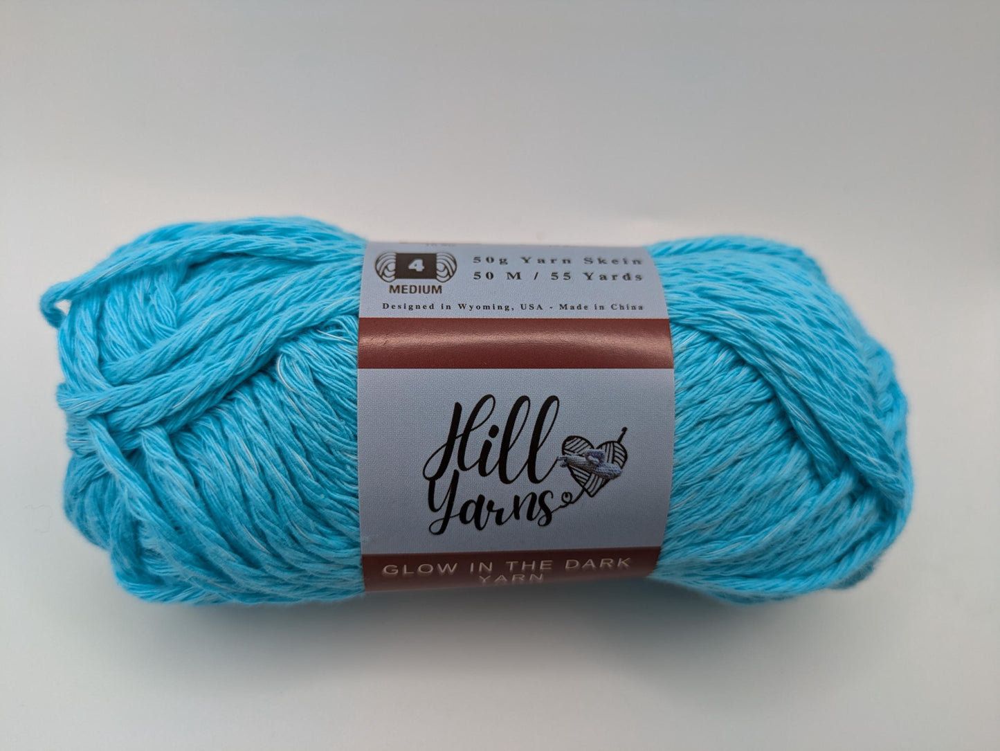 Blue Yarn Glows Blue | Blue Glow in the Dark Yarn Cotton | 50g Mini Skein | Cotton Glow Yarn | Blue Yarn for Crochet | Glow Yarn | Blue Glow