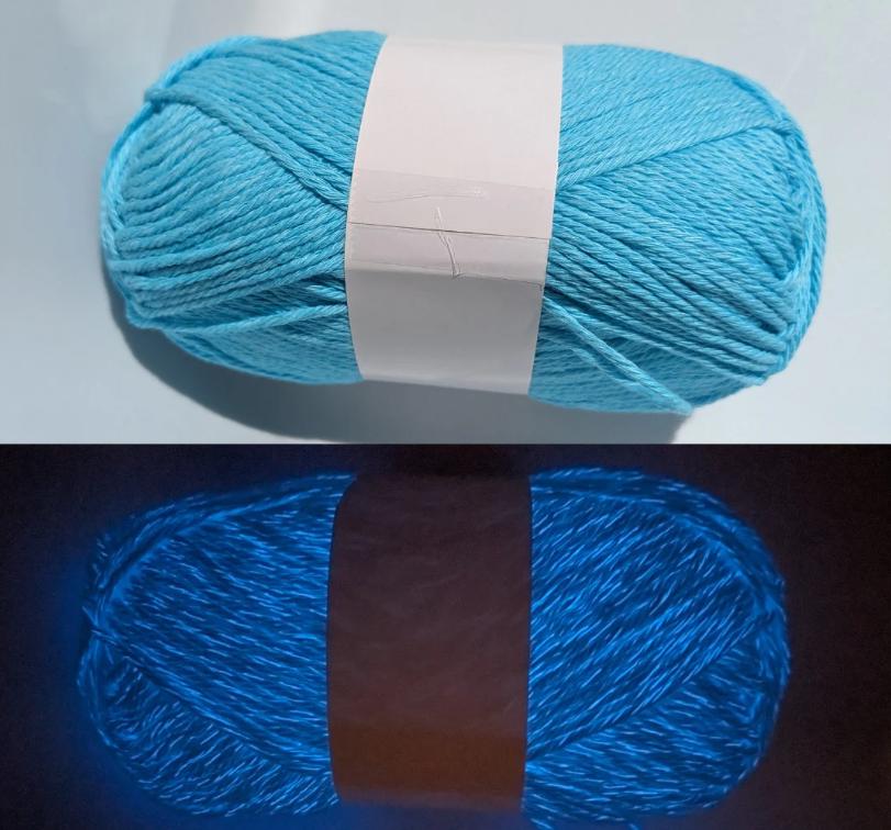 White Glow In the Dark Yarn | Glows Green | Full Size 200g Skein | Polyester Yarn | Glow White