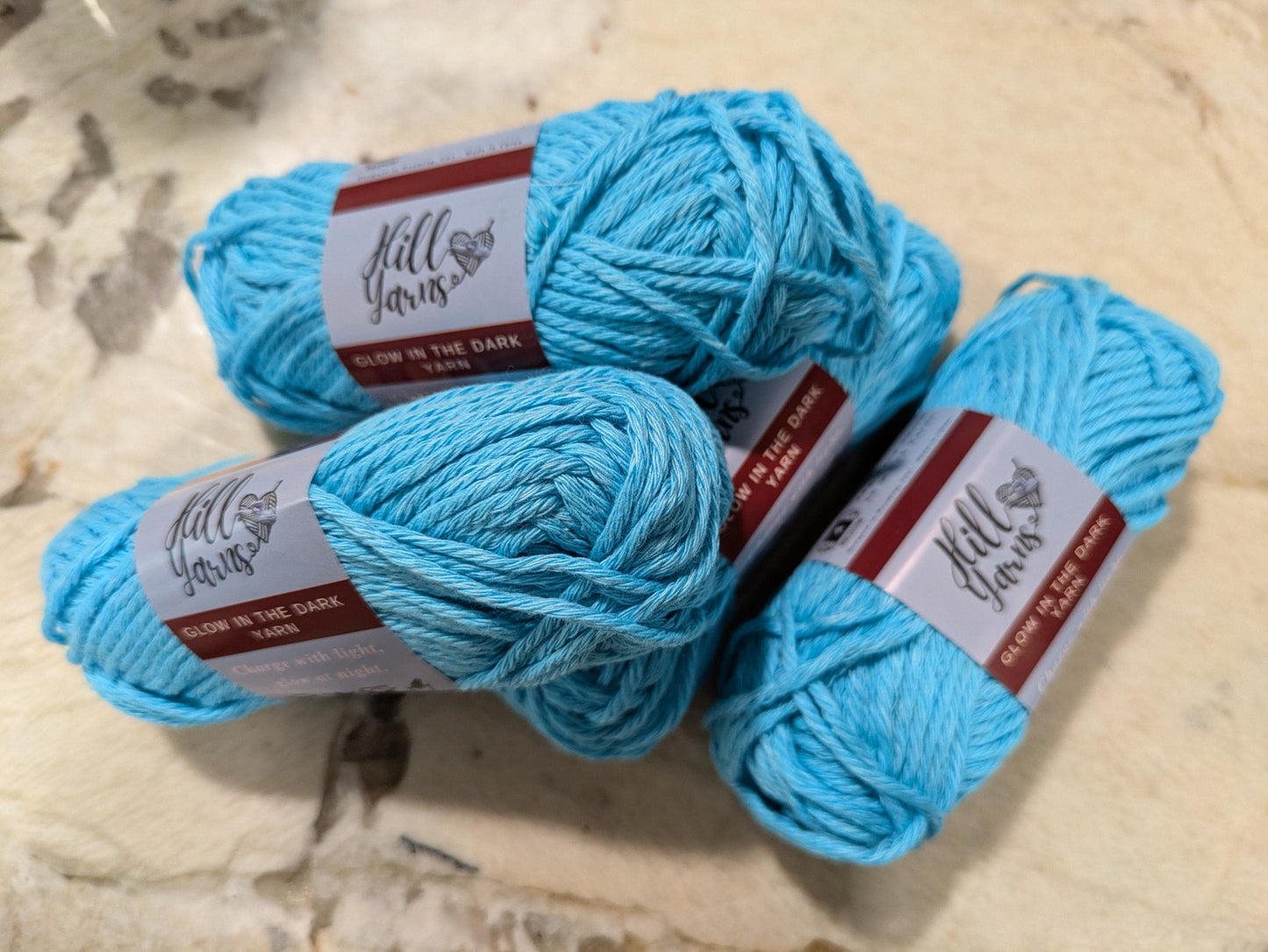 Blue Yarn Glows Blue | Blue Glow in the Dark Yarn Cotton | 50g Mini Skein | Cotton Glow Yarn | Blue Yarn for Crochet | Glow Yarn | Blue Glow
