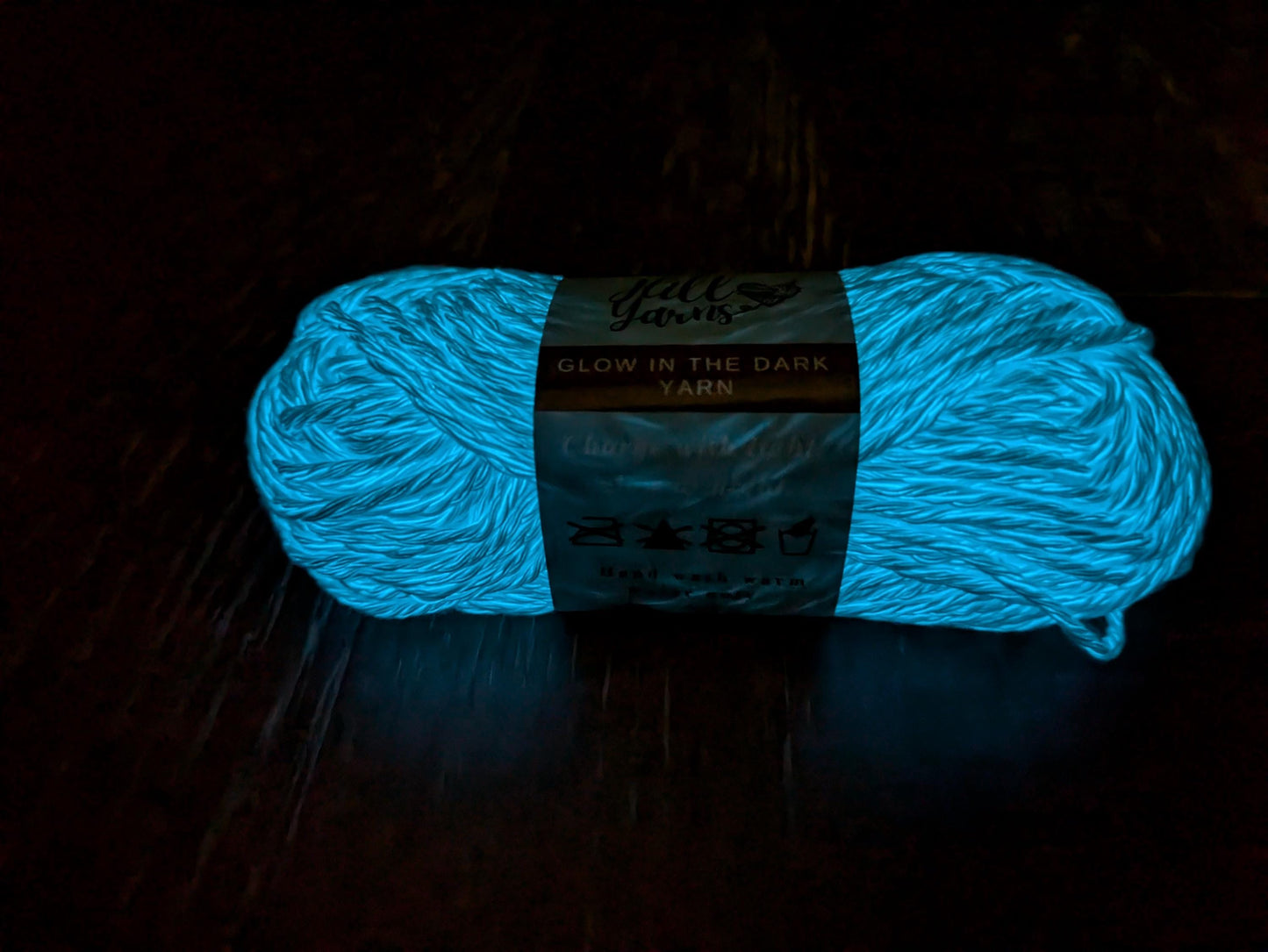 Blue Yarn Glows Blue | Blue Glow in the Dark Yarn Cotton | 50g Mini Skein | Cotton Glow Yarn | Blue Yarn for Crochet | Glow Yarn | Blue Glow