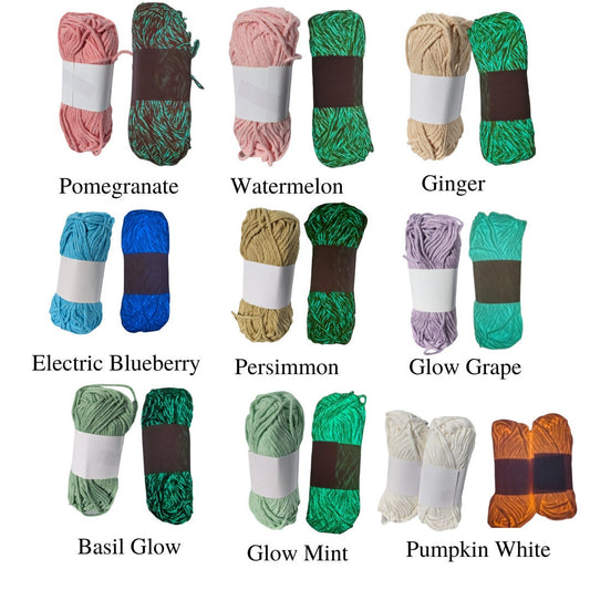 Glow in the Dark Yarn Cotton | 50g Mini Skein | Cotton Candy Glow Yarn | Glow in the Dark Yarn for Crochet | Glowing Yarn for Knitting