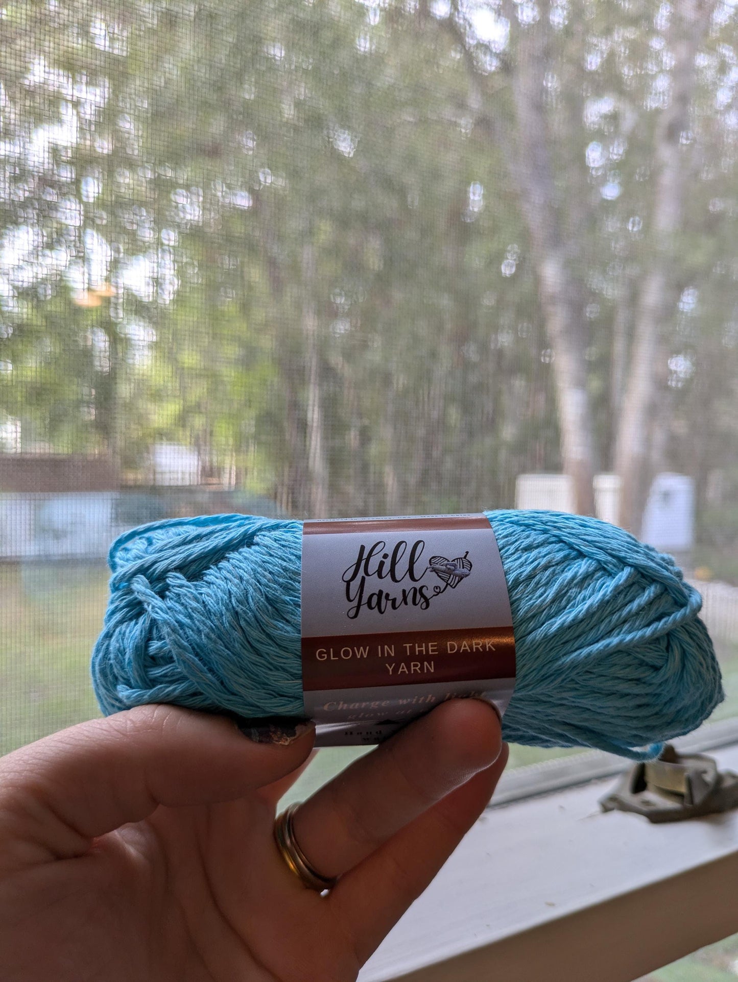 Blue Yarn Glows Blue | Blue Glow in the Dark Yarn Cotton | 50g Mini Skein | Cotton Glow Yarn | Blue Yarn for Crochet | Glow Yarn | Blue Glow