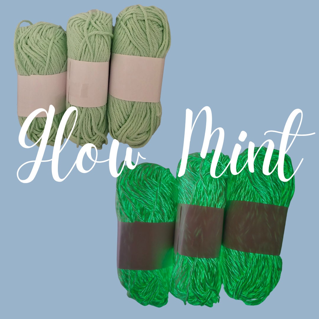 Glow in the Dark Yarn Cotton | 50g Mini Skein | Cotton Candy Glow Yarn | Glow in the Dark Yarn for Crochet | Glowing Yarn for Knitting
