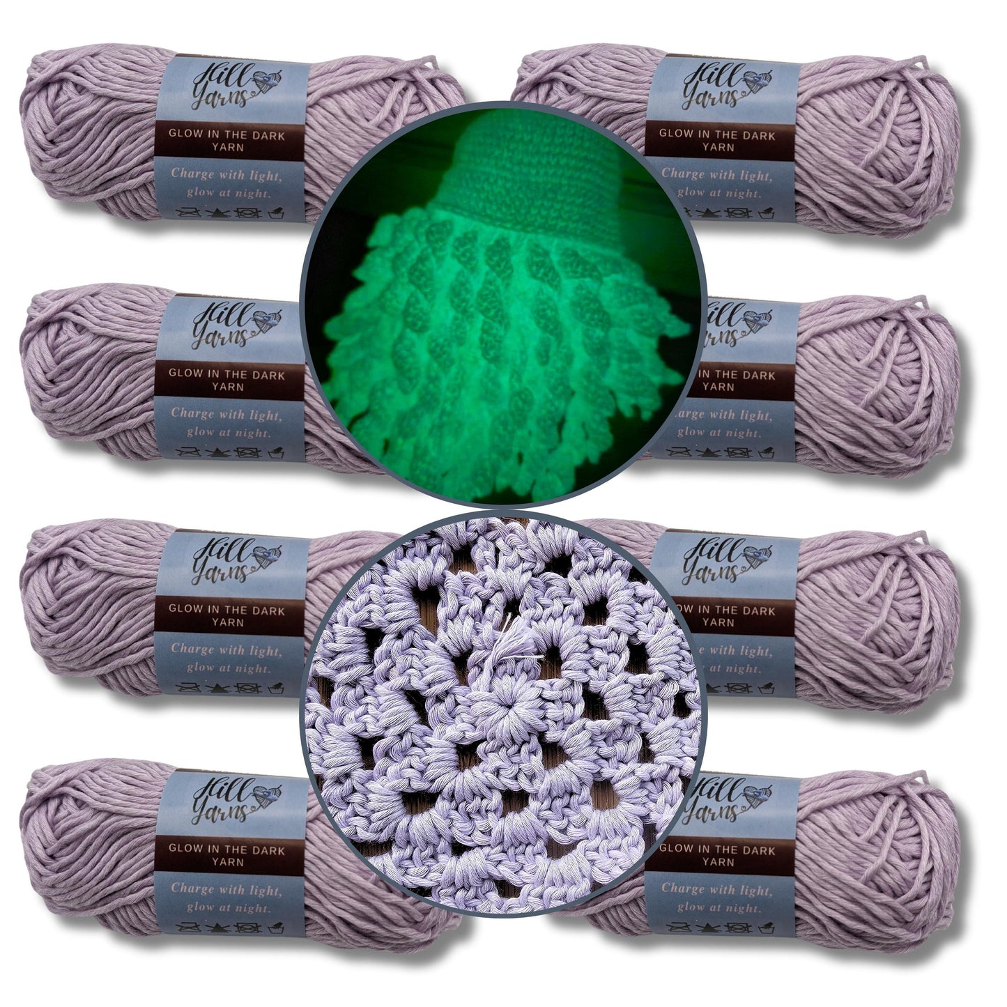 Glow in the Dark Yarn | Four Skeins 220 m | Glow in the Dark Yarn for Crochet | Glow in the Dark Yarn for Knitting