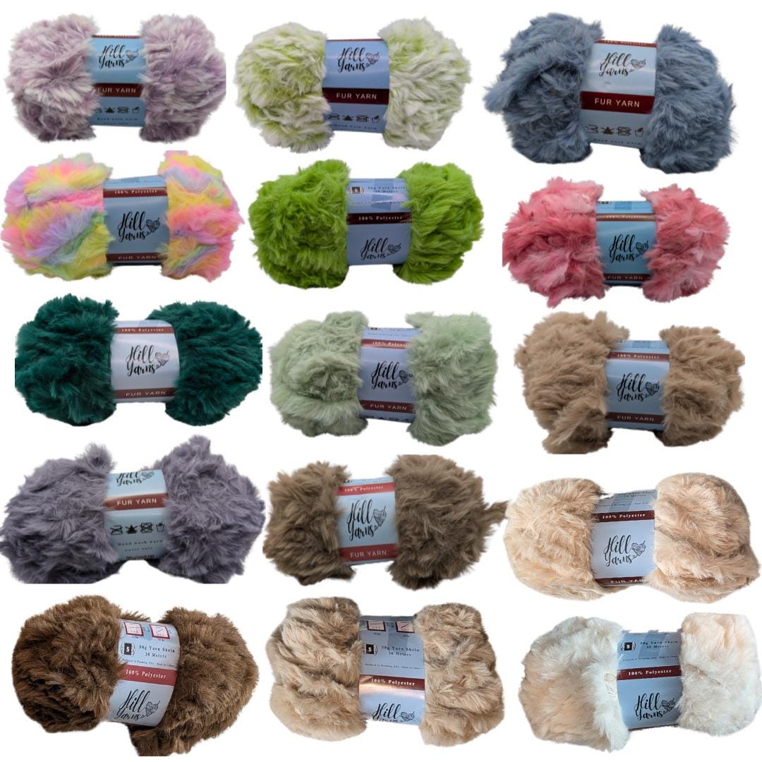 Fur Yarn - Ultra Soft | 50g One Skein 30m/32Y | Fluffy Yarn | 100% Polyester | Faux Fur Yarn | Fluffy Yarn | Soft Yarn for Knitting 6 Weight