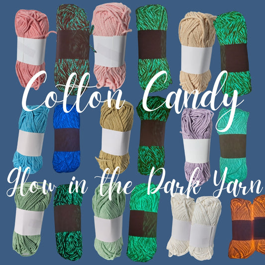 Glow in the Dark Yarn Cotton | 50g Mini Skein | Cotton Candy Glow Yarn | Glow in the Dark Yarn for Crochet | Glowing Yarn for Knitting