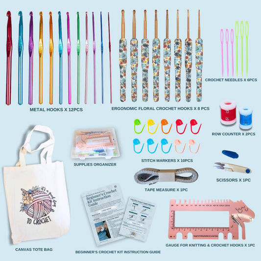 Crochet Kit For Beginners | Beginner Crochet Kit For Adults | Easy Crochet Kit | Crochet Hooks | Crocheting Kit | Crochet Supplies | Pattern